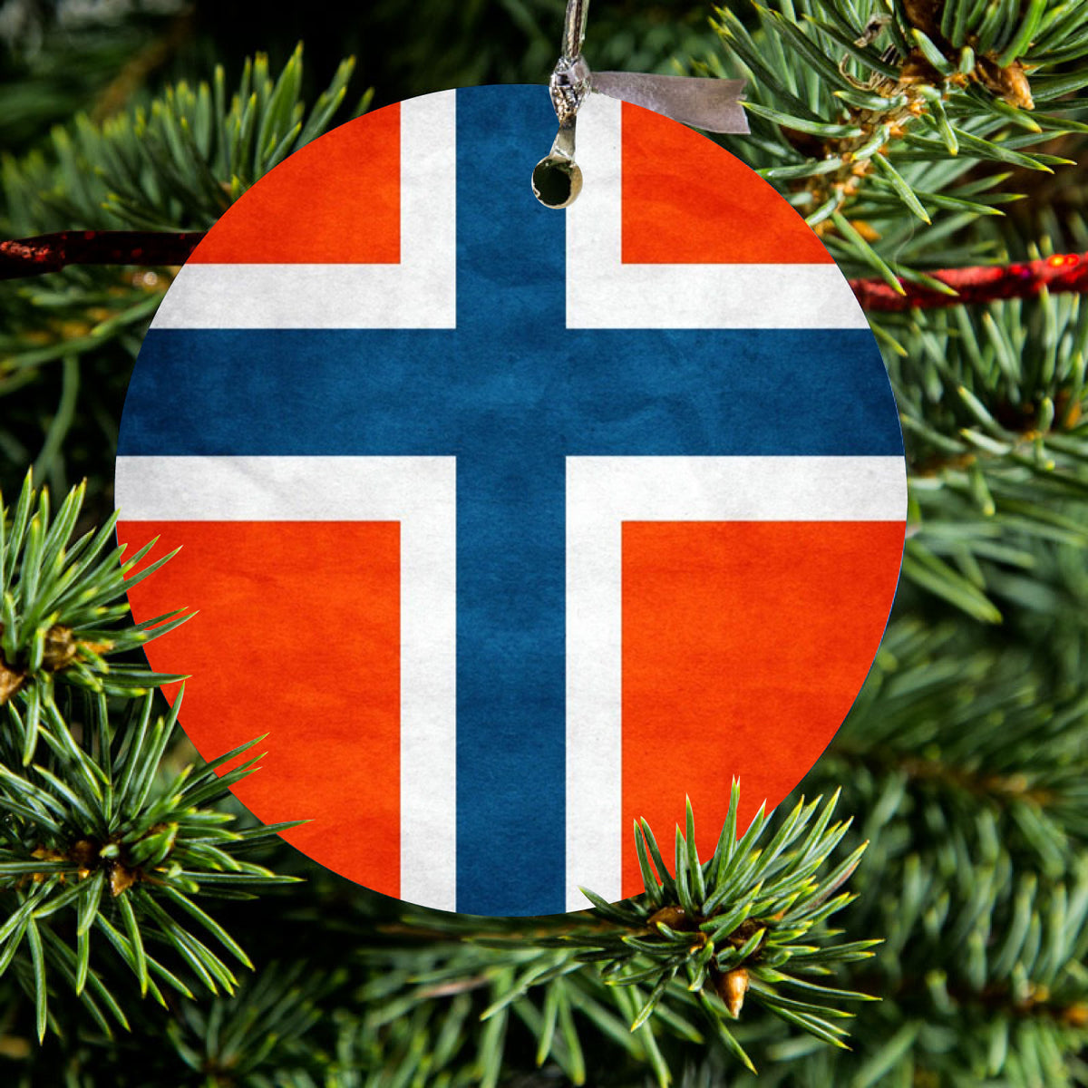 Norway Old Flag Red White Blue Ceramic Ornament, view 2