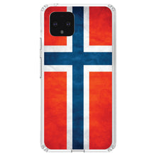 DistinctInk® Clear Shockproof Hybrid Case for Apple iPhone / Samsung Galaxy / Google Pixel - Norway Old Flag Red White Blue