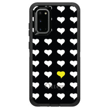 DistinctInk™ OtterBox Defender Series Case for Apple iPhone / Samsung Galaxy / Google Pixel - Yellow White Black Repeating Hearts