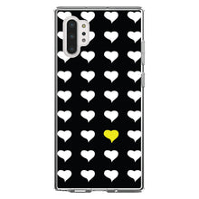 DistinctInk® Clear Shockproof Hybrid Case for Apple iPhone / Samsung Galaxy / Google Pixel - Yellow White Black Repeating Hearts