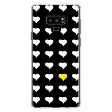 DistinctInk® Clear Shockproof Hybrid Case for Apple iPhone / Samsung Galaxy / Google Pixel - Yellow White Black Repeating Hearts