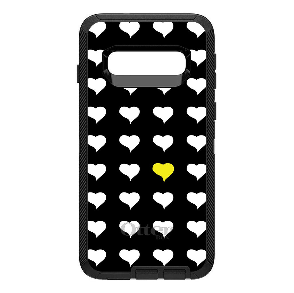 Yellow White Black Repeating Hearts OtterBox Defender Case for iPhone & Galaxy, view 6