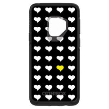 DistinctInk™ OtterBox Symmetry Series Case for Apple iPhone / Samsung Galaxy / Google Pixel - Yellow White Black Repeating Hearts