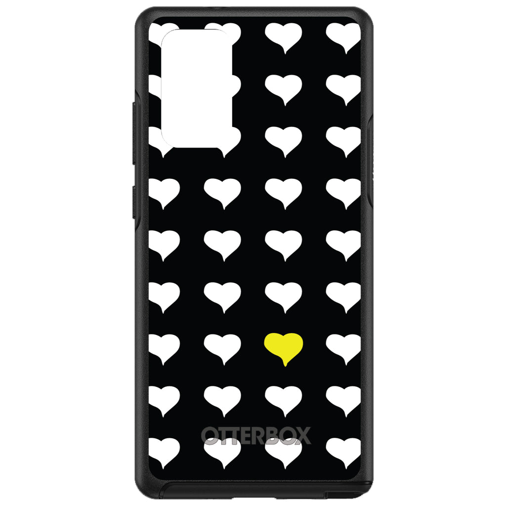 Yellow White Black Repeating Hearts OtterBox Symmetry Case for iPhone & Galaxy, view 10