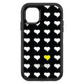 Yellow White Black Repeating Hearts OtterBox Defender Case for iPhone & Galaxy, view 2