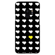 DistinctInk® Hard Plastic Snap-On Case for Apple iPhone or Samsung Galaxy - Yellow White Black Repeating Hearts