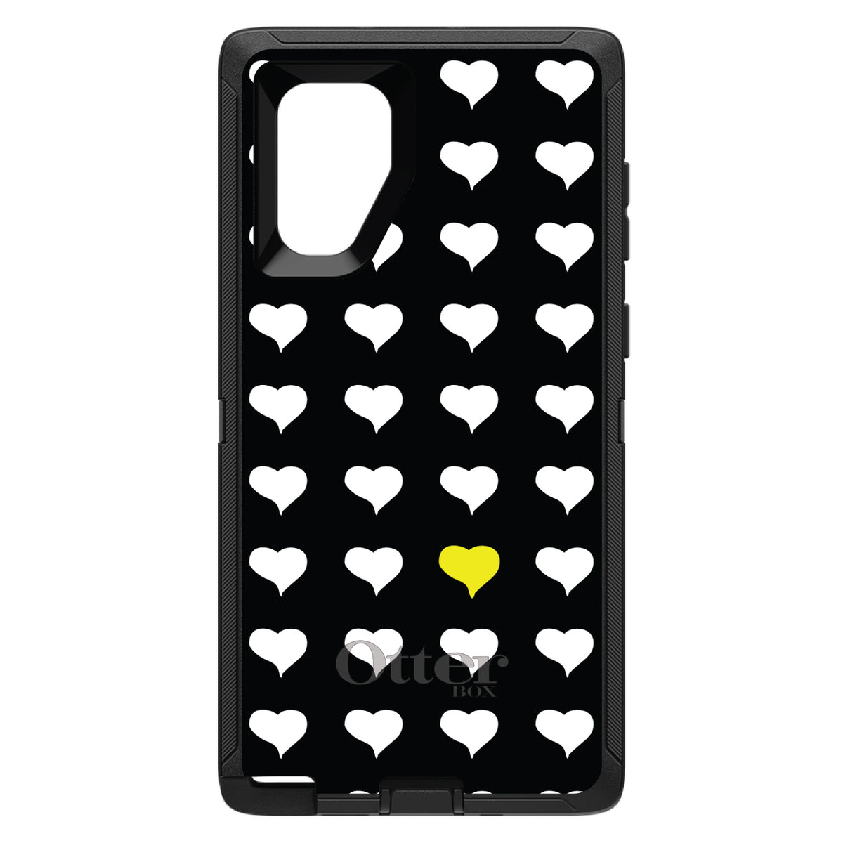 Yellow White Black Repeating Hearts OtterBox Defender Case for iPhone & Galaxy, view 11