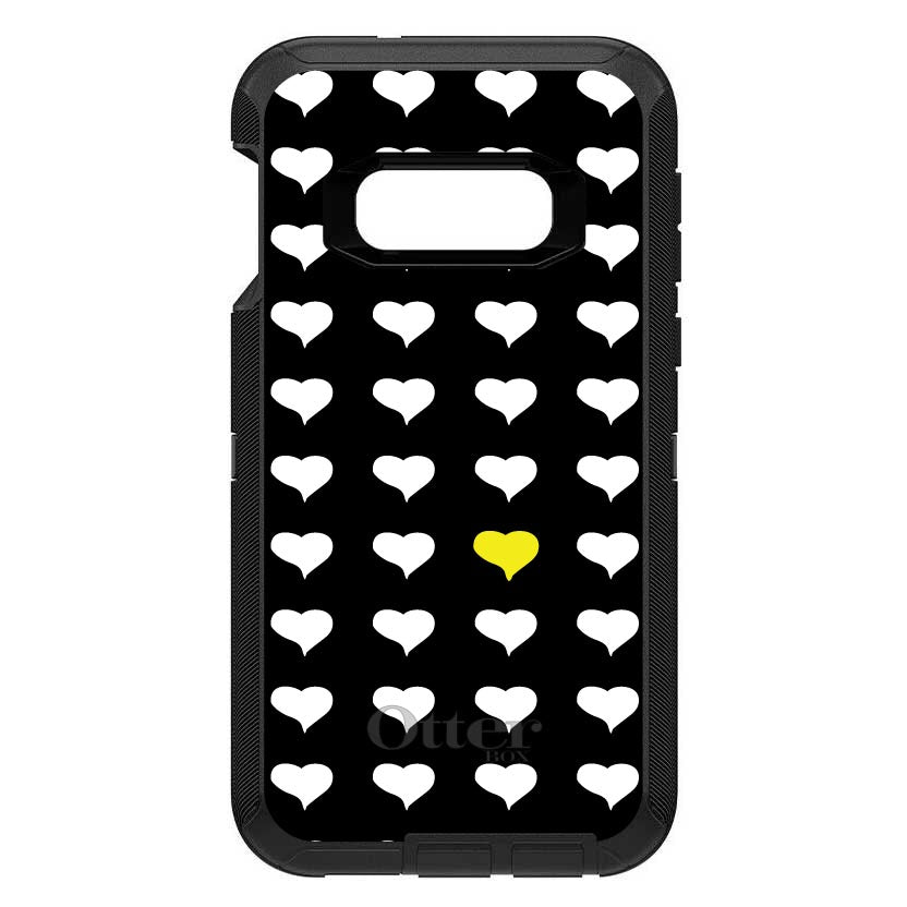 Yellow White Black Repeating Hearts OtterBox Defender Case for iPhone & Galaxy, view 7