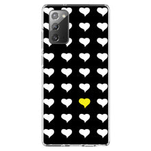 DistinctInk® Clear Shockproof Hybrid Case for Apple iPhone / Samsung Galaxy / Google Pixel - Yellow White Black Repeating Hearts