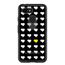 DistinctInk™ OtterBox Symmetry Series Case for Apple iPhone / Samsung Galaxy / Google Pixel - Yellow White Black Repeating Hearts