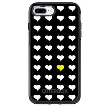 DistinctInk™ OtterBox Symmetry Series Case for Apple iPhone / Samsung Galaxy / Google Pixel - Yellow White Black Repeating Hearts