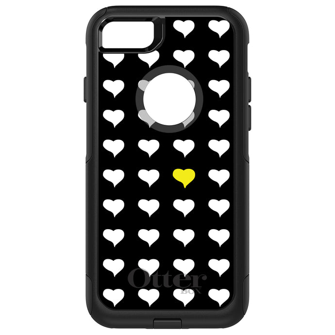 DistinctInk OtterBox Commuter Series Case for Apple iPhone or Samsung Galaxy - Yellow White Black Repeating Hearts