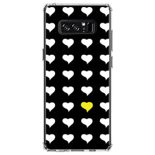 DistinctInk® Clear Shockproof Hybrid Case for Apple iPhone / Samsung Galaxy / Google Pixel - Yellow White Black Repeating Hearts
