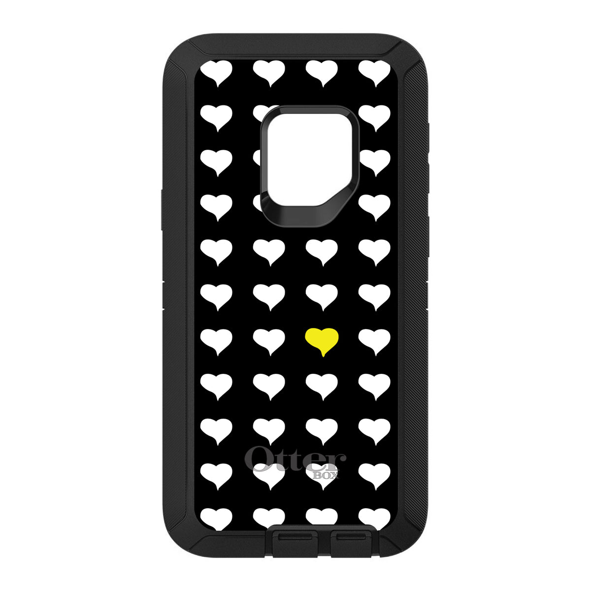 Yellow White Black Repeating Hearts OtterBox Defender Case for iPhone & Galaxy, view 8