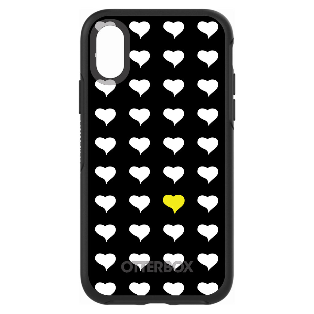 Yellow White Black Repeating Hearts OtterBox Symmetry Case for iPhone & Galaxy, view 4