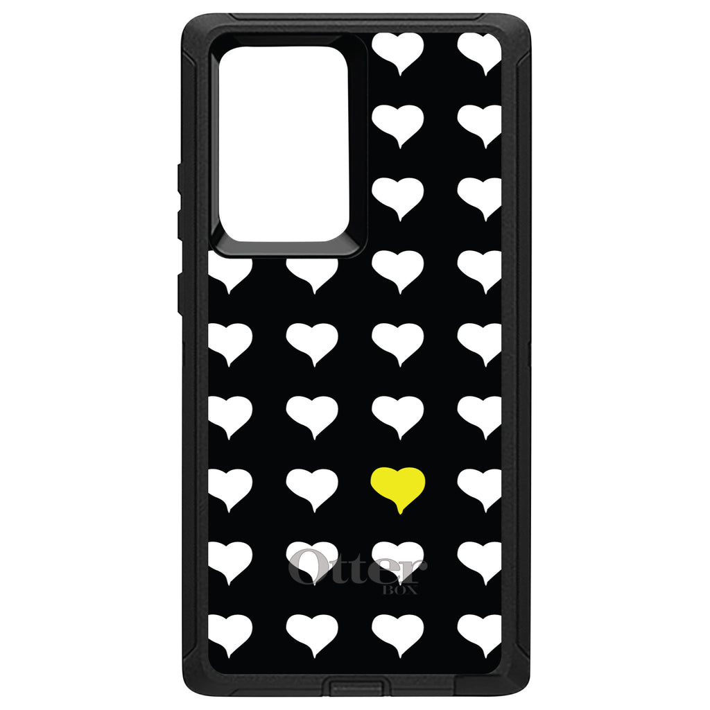 Yellow White Black Repeating Hearts OtterBox Defender Case for iPhone & Galaxy, view 10