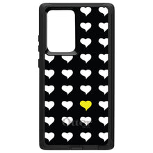 DistinctInk™ OtterBox Defender Series Case for Apple iPhone / Samsung Galaxy / Google Pixel - Yellow White Black Repeating Hearts