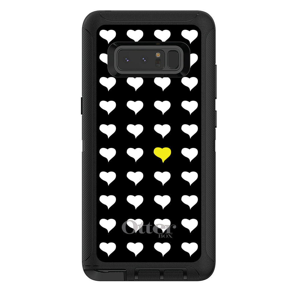 Yellow White Black Repeating Hearts OtterBox Defender Case for iPhone & Galaxy, view 14