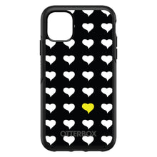 DistinctInk™ OtterBox Symmetry Series Case for Apple iPhone / Samsung Galaxy / Google Pixel - Yellow White Black Repeating Hearts