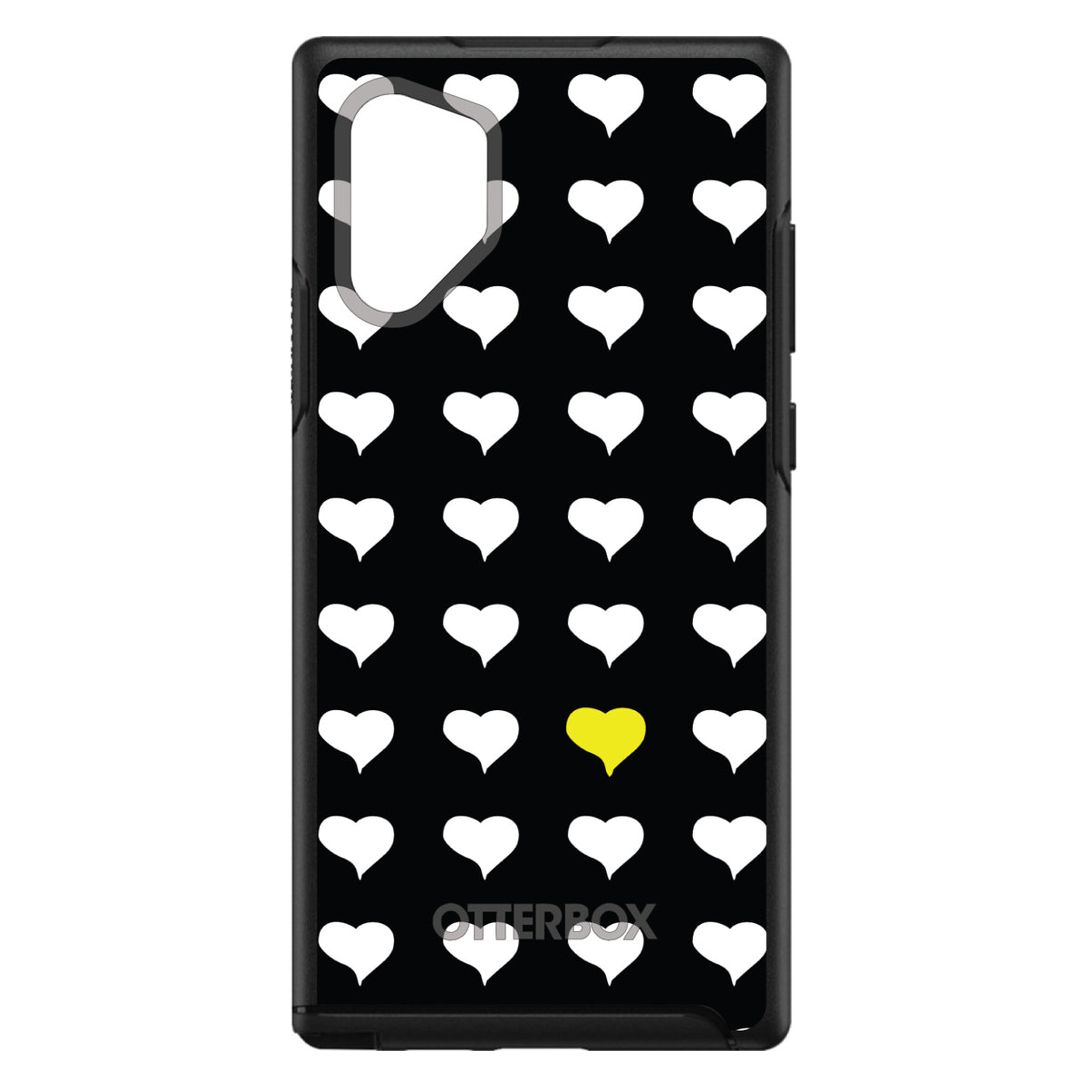 Yellow White Black Repeating Hearts OtterBox Symmetry Case for iPhone & Galaxy, view 11