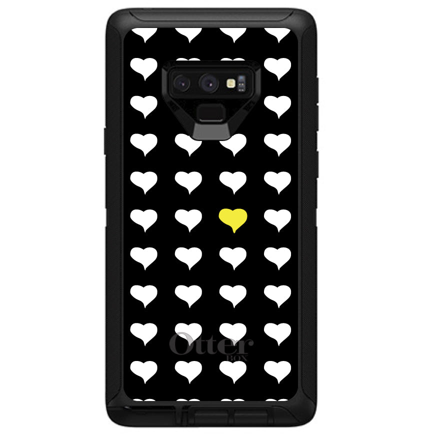 Yellow White Black Repeating Hearts OtterBox Defender Case for iPhone & Galaxy, view 13