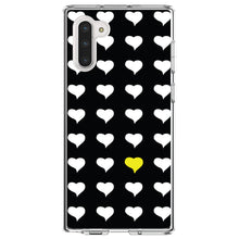 DistinctInk® Clear Shockproof Hybrid Case for Apple iPhone / Samsung Galaxy / Google Pixel - Yellow White Black Repeating Hearts