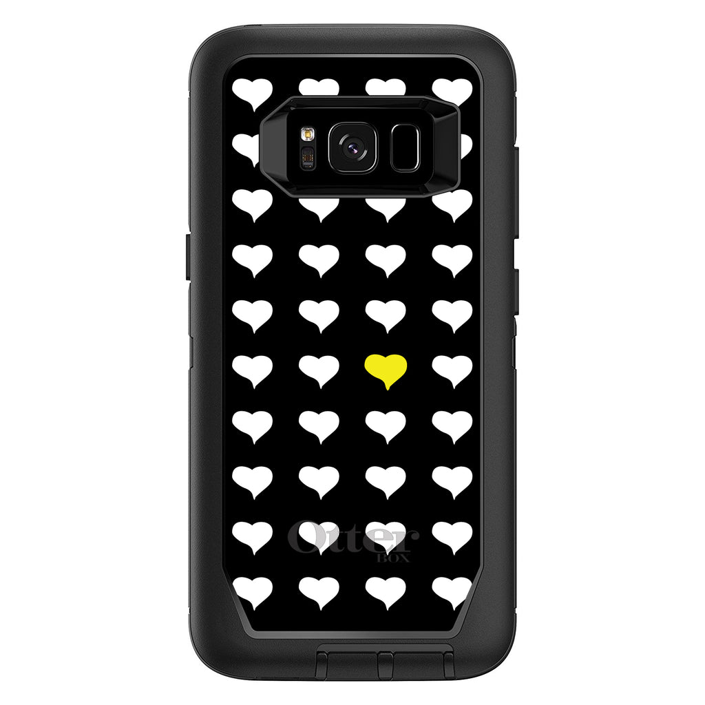 Yellow White Black Repeating Hearts OtterBox Defender Case for iPhone & Galaxy, view 9