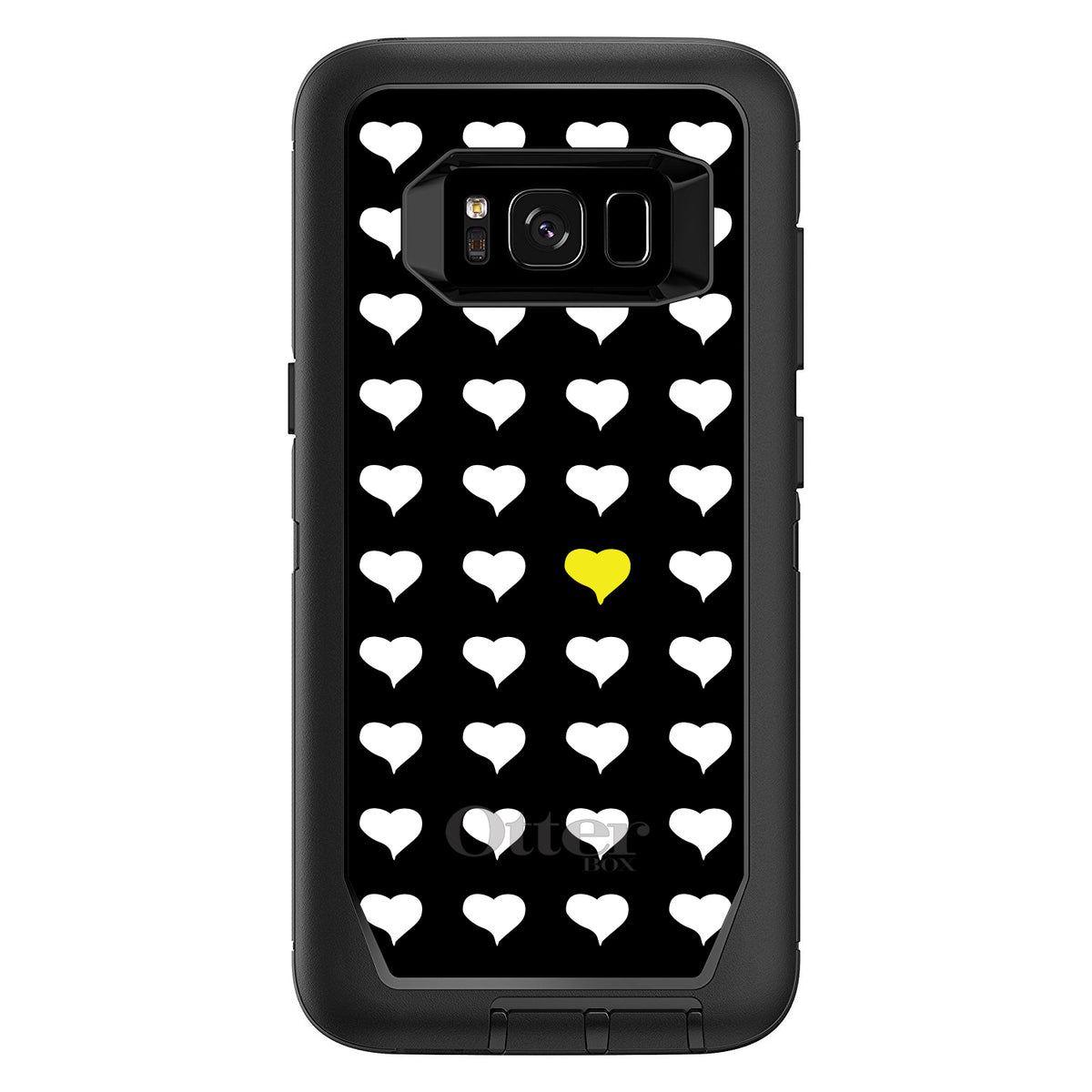 Yellow White Black Repeating Hearts OtterBox Defender Case for iPhone & Galaxy, view 9