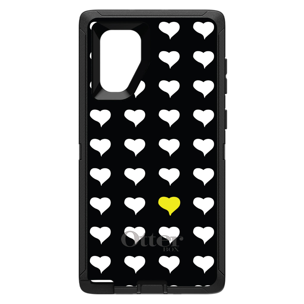 Yellow White Black Repeating Hearts OtterBox Defender Case for iPhone & Galaxy, view 12