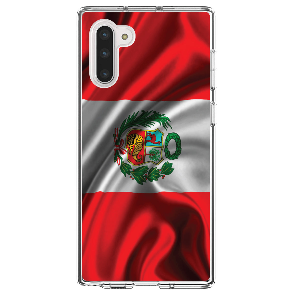 Peru Waving Flag Clear Shockproof iPhone Case, view 9