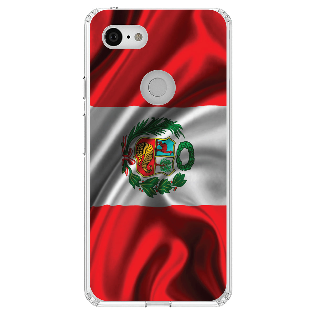 Peru Waving Flag Clear Shockproof iPhone Case, view 21