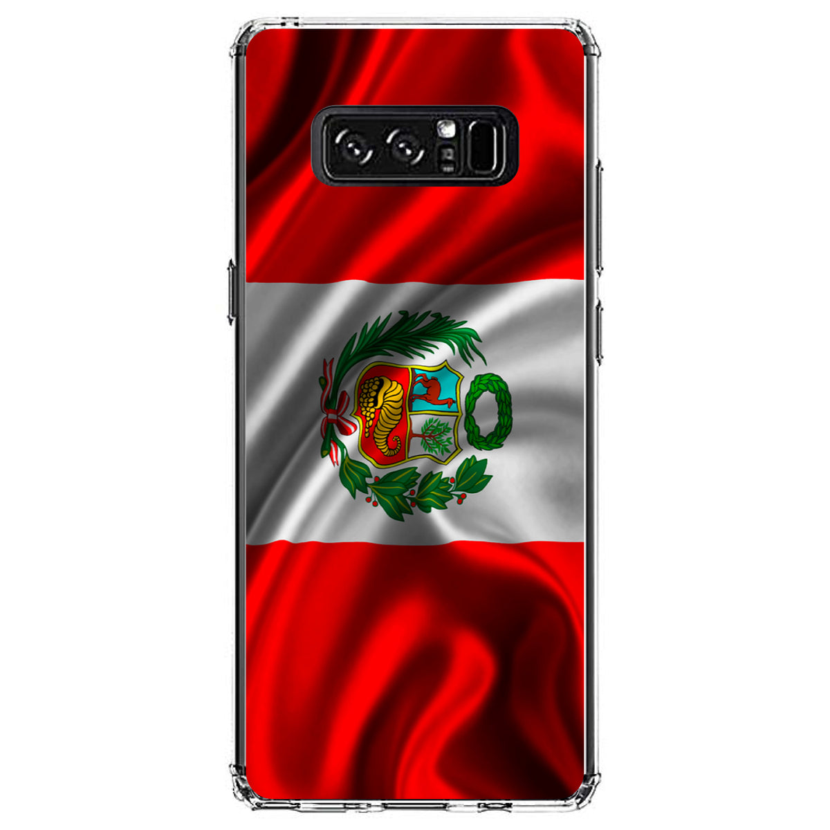 Peru Waving Flag Clear Shockproof iPhone Case, view 12