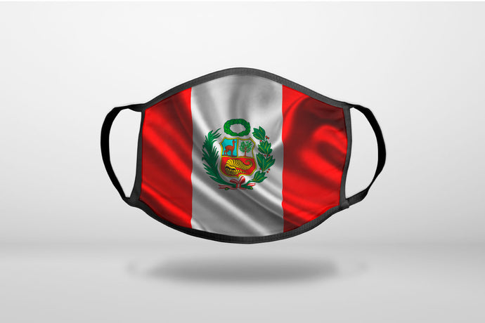 Peru Waving Flag - 3-Ply Reusable Soft Face Mask Covering, Unisex, Cotton Inner Layer