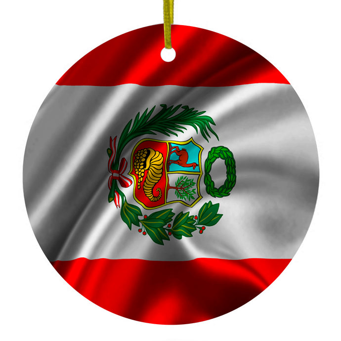 Peru Waving Flag Ceramic Ornament
