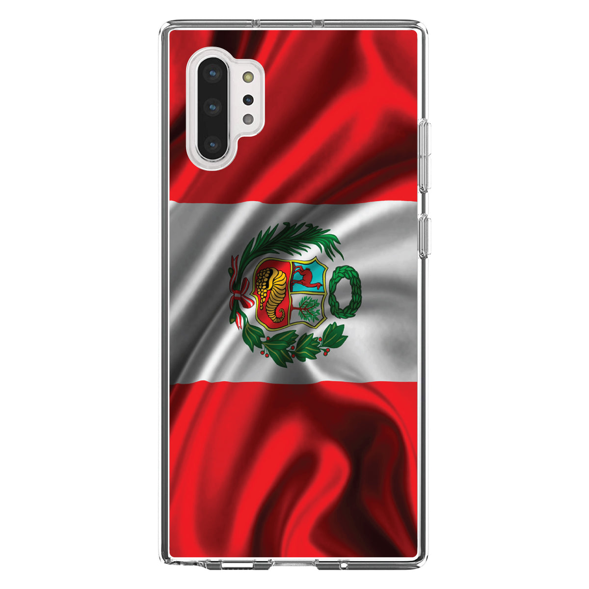 Peru Waving Flag Clear Shockproof iPhone Case, view 10