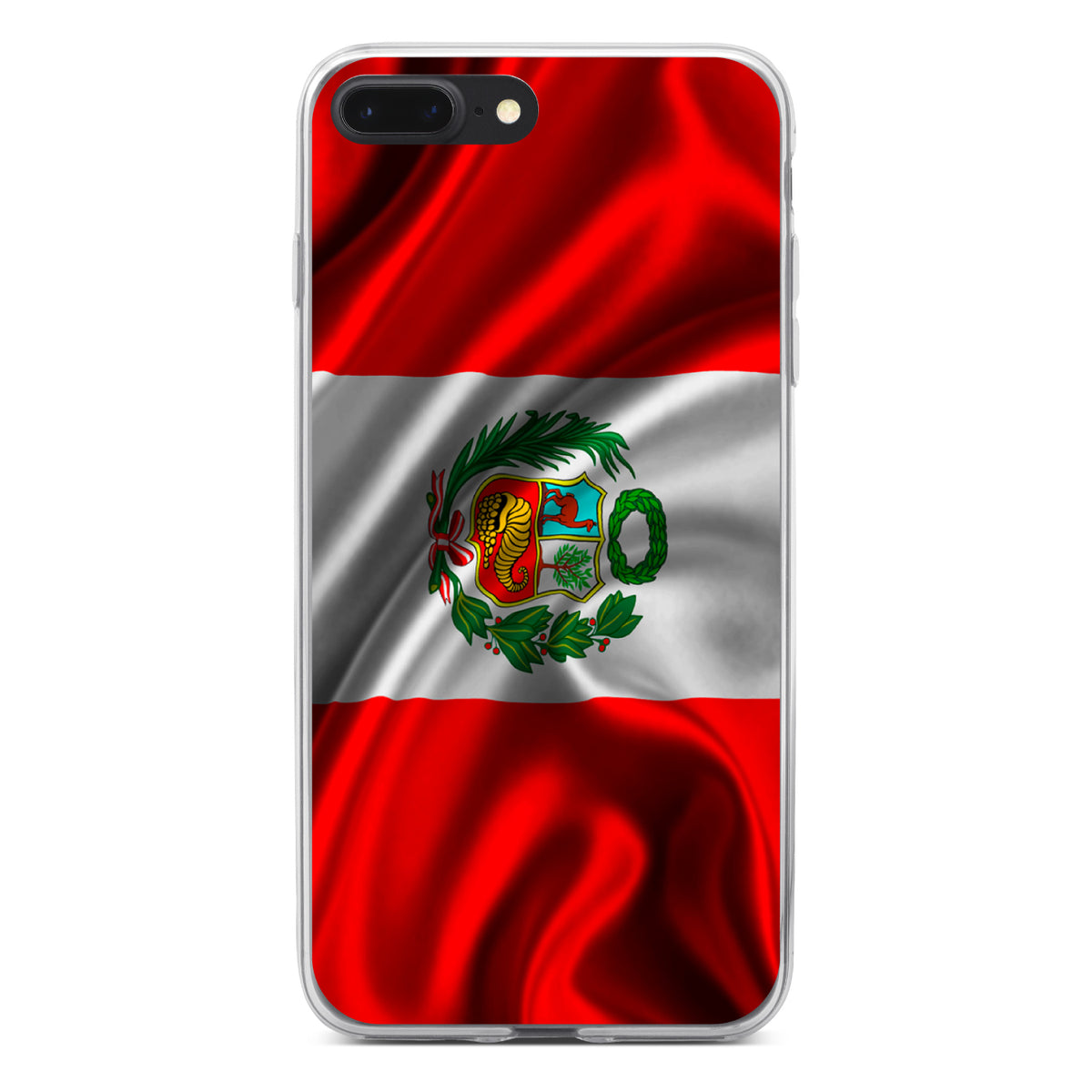 Peru Waving Flag Clear Shockproof iPhone Case, view 6