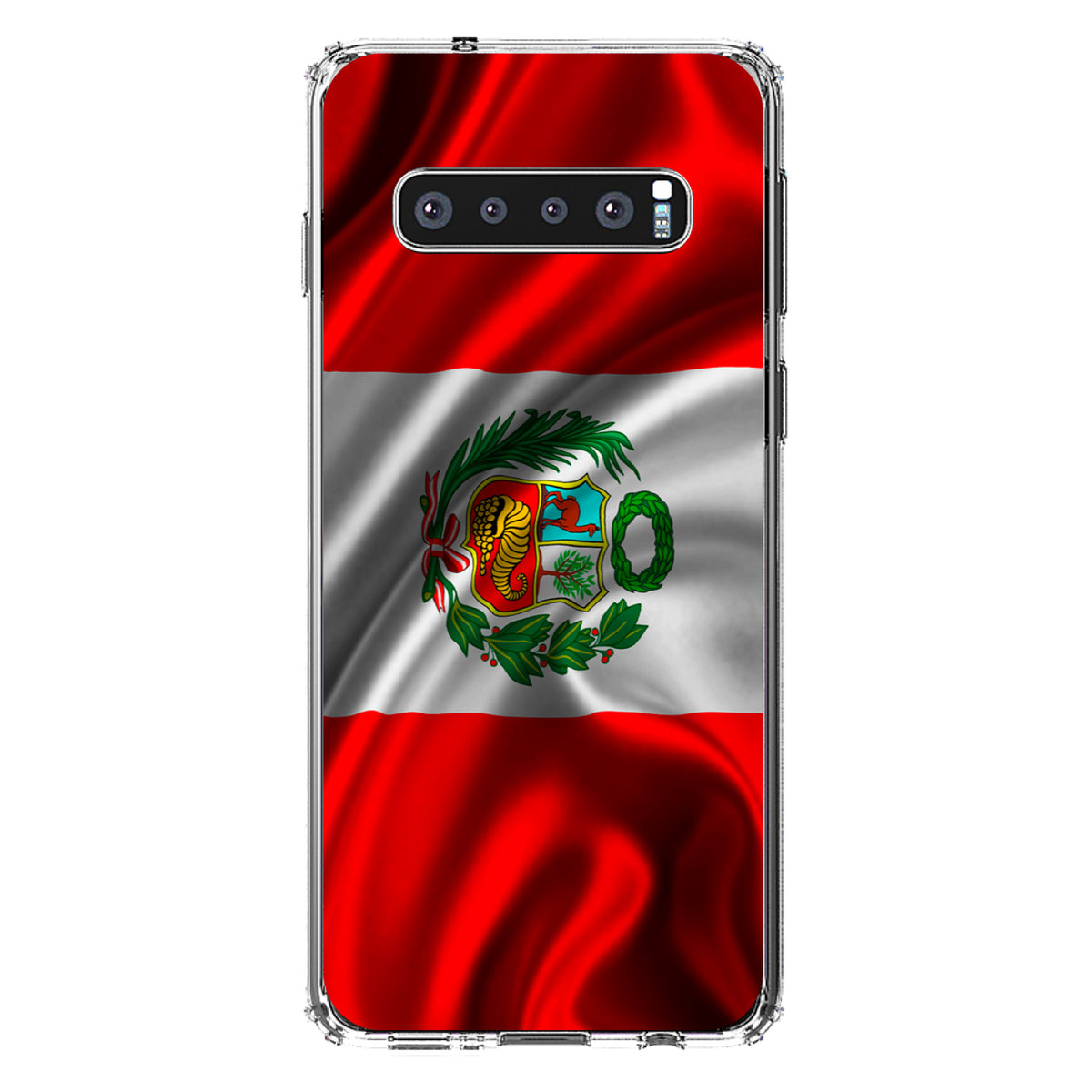 Peru Waving Flag Clear Shockproof iPhone Case, view 17