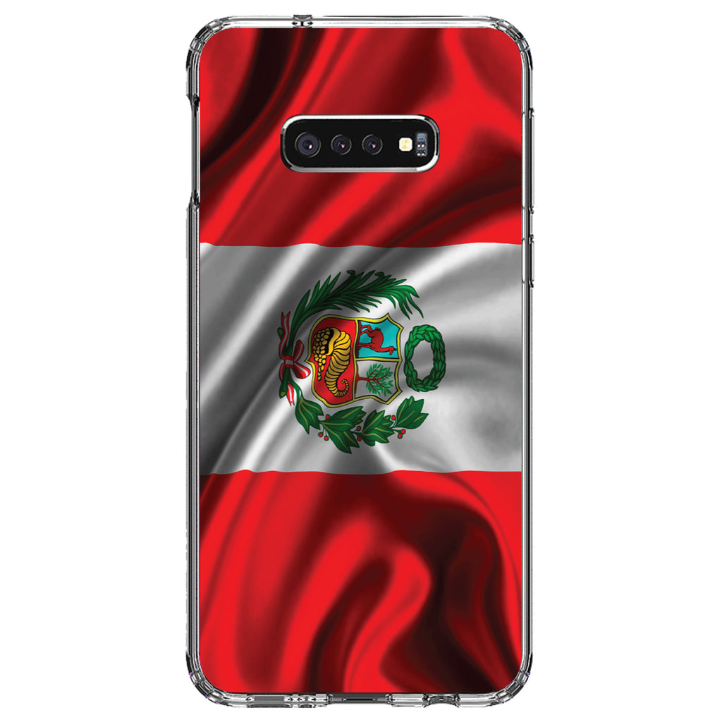Peru Waving Flag Clear Shockproof iPhone Case, view 18