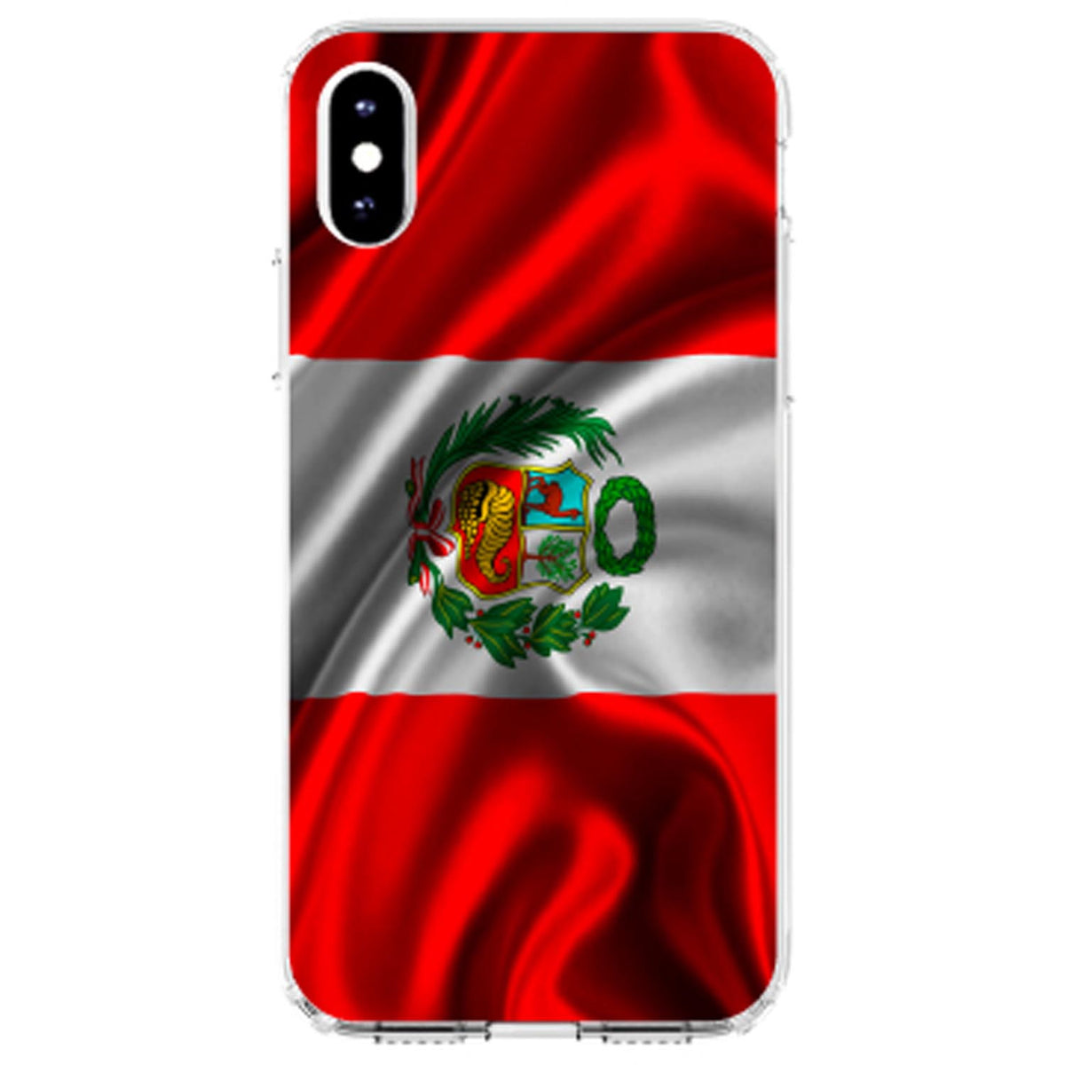 Peru Waving Flag Clear Shockproof iPhone Case, view 2