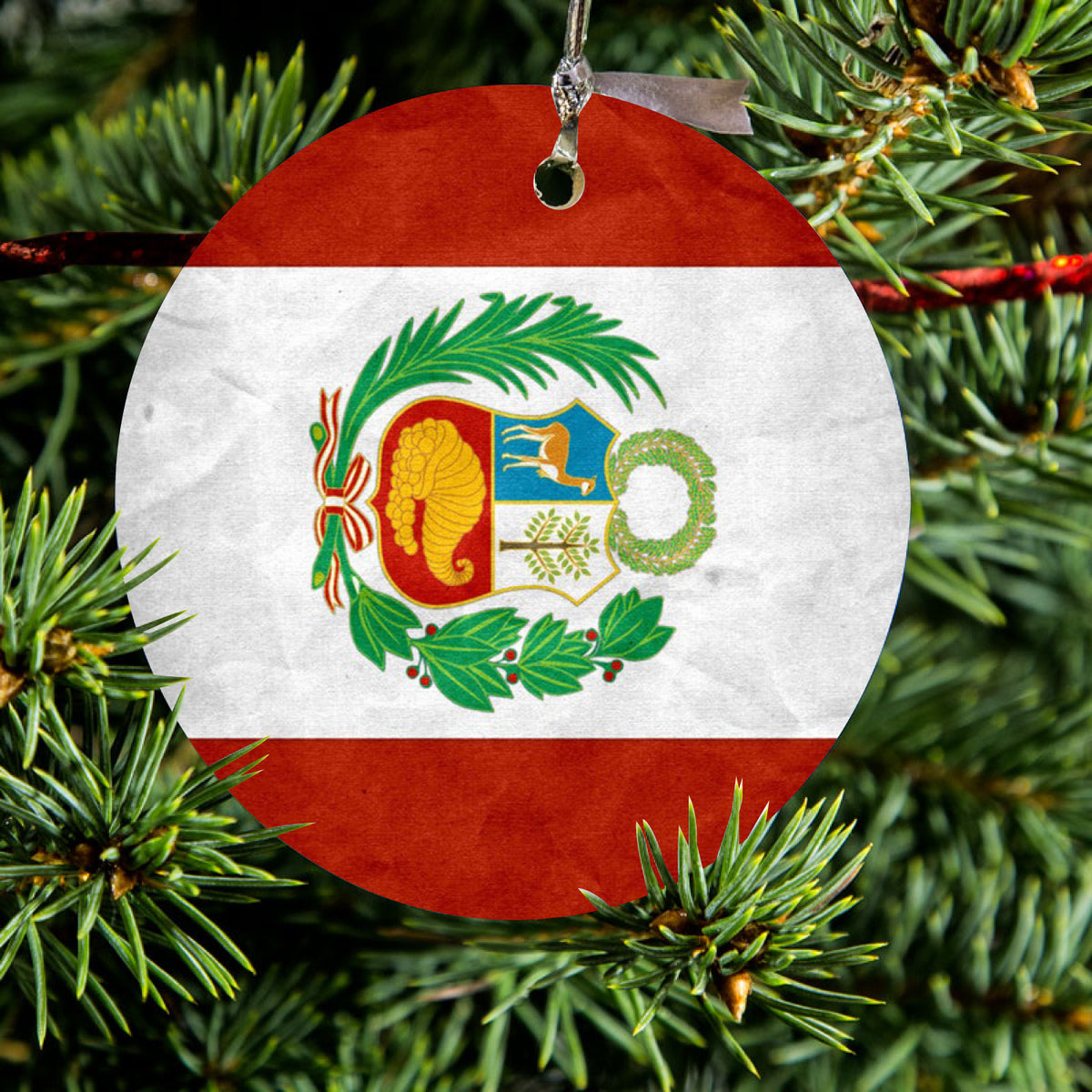 Peru Old Flag Ceramic Ornament, view 2