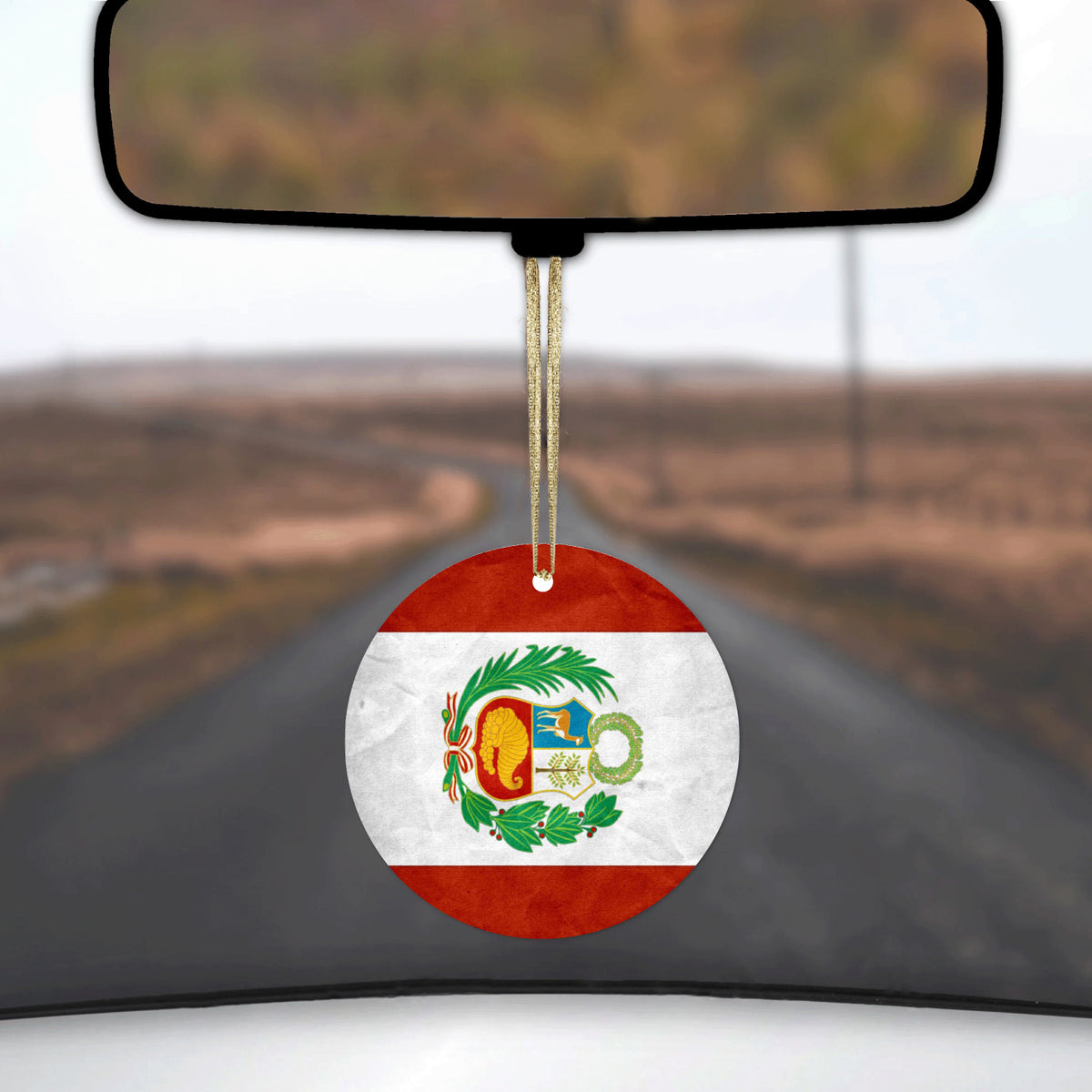 Peru Old Flag Ceramic Ornament, view 3