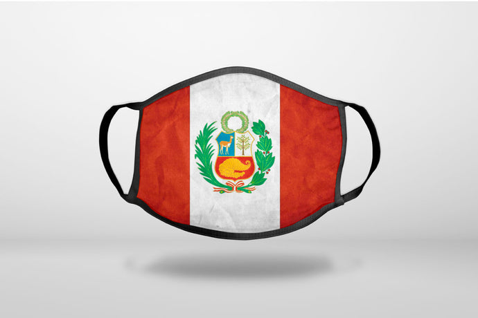 Peru Old Flag - 3-Ply Reusable Soft Face Mask Covering, Unisex, Cotton Inner Layer