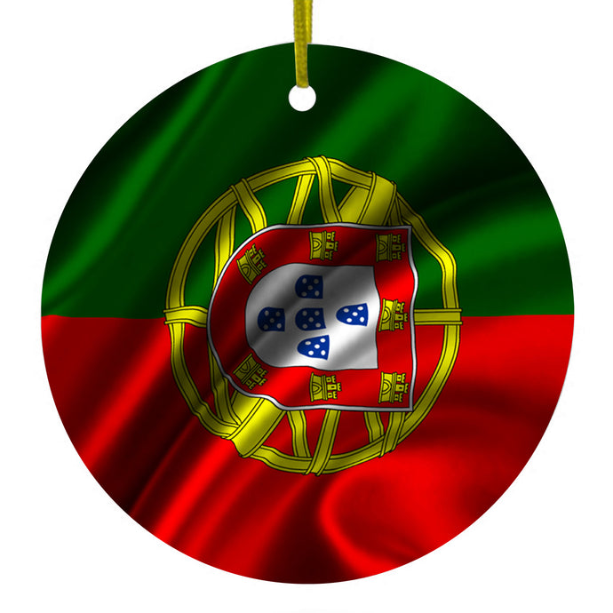 Portugal Waving Flag Ceramic Ornament