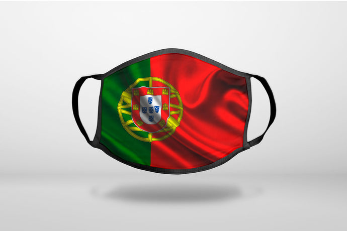 Portugal Waving Flag - 3-Ply Reusable Soft Face Mask Covering, Unisex, Cotton Inner Layer
