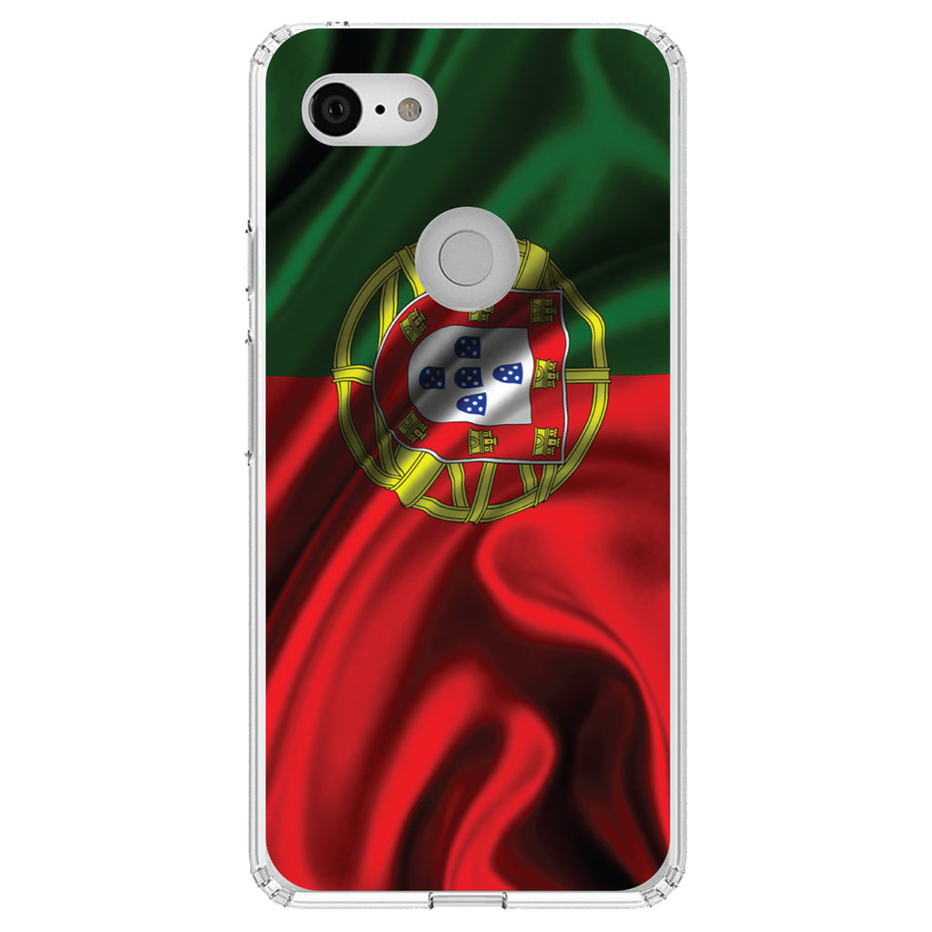 Portugal Waving Flag Clear Shockproof iPhone Case, view 21