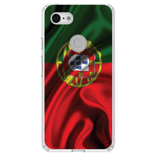DistinctInk® Clear Shockproof Hybrid Case for Apple iPhone / Samsung Galaxy / Google Pixel - Portugal Waving Flag