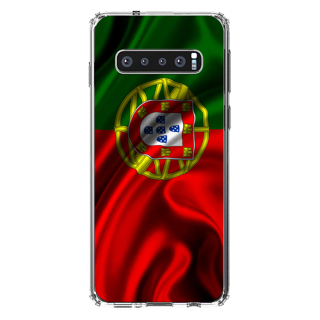 Portugal Waving Flag Clear Shockproof iPhone Case, view 16