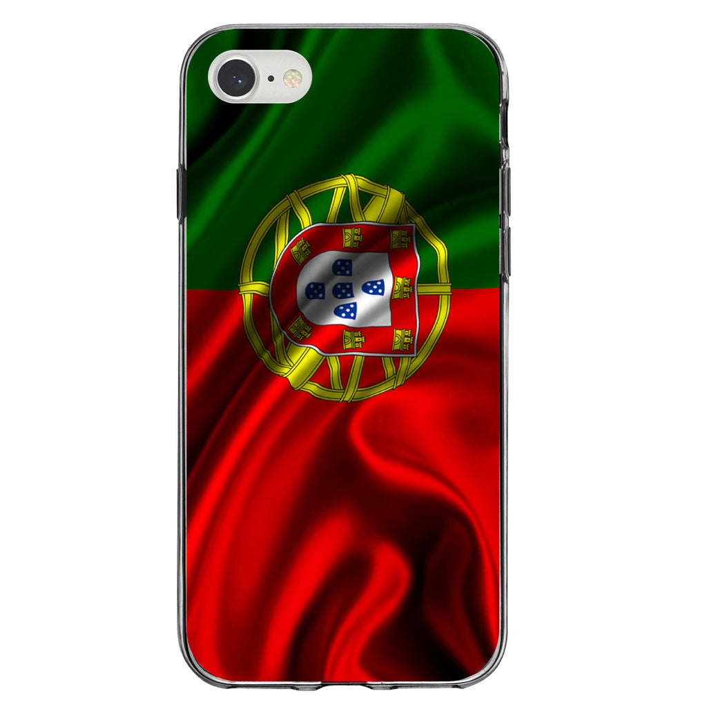 Portugal Waving Flag Clear Shockproof iPhone Case, view 5