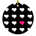 Pink White Black Repeating Hearts Ceramic Ornament