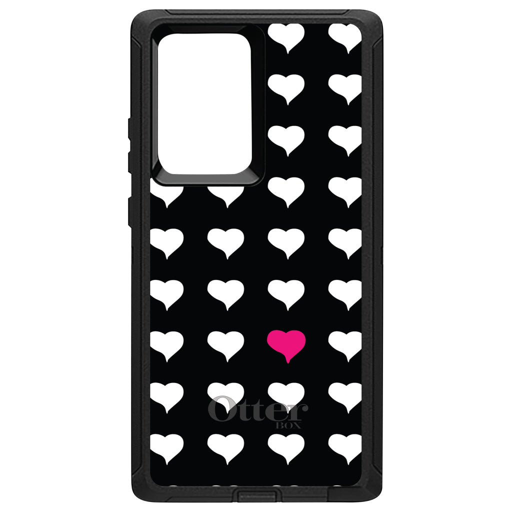 Pink White Black Repeating Hearts OtterBox Defender Case for iPhone & Galaxy, view 10
